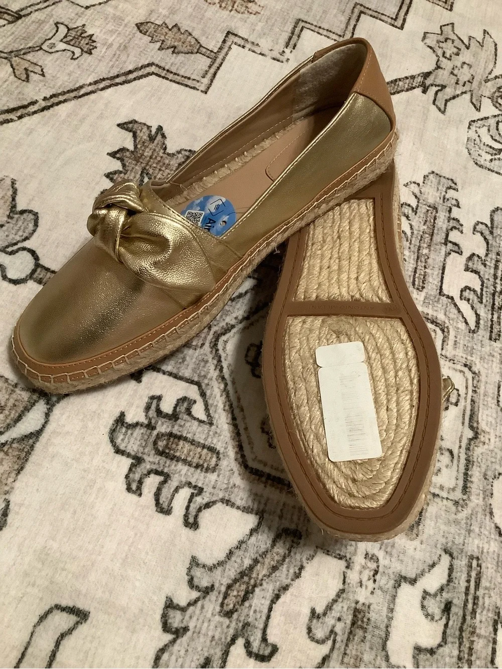ANTONIO MELANI Metallic Gold Knot Loafers